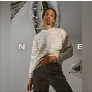 LUNYA Quilted Silk Sweatshirt - Swan White SIZE Medium $298